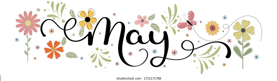 Hello May May Month Vector Flowers Stock Vector (Royalty Free ...