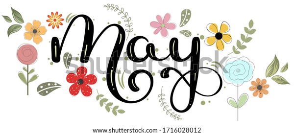 Hello May May Month Vector Flowers Stock Vector (Royalty Free) 1716028012