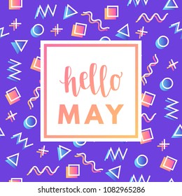 Hello may sale banner for online shopping with discount offer. Promotional email trendy modern design poster.