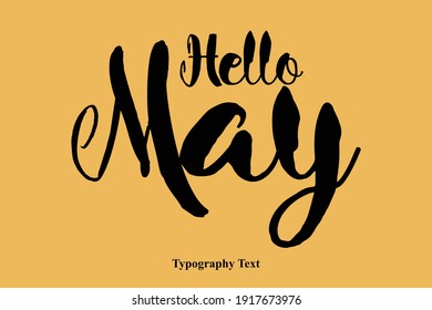 Hello May Text Bold Typography On Yellow Background 