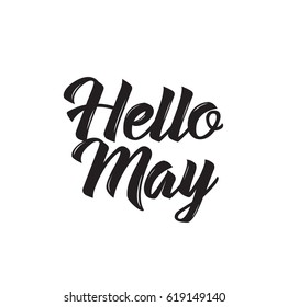 hello may, text design. Vector calligraphy. Typography poster. Usable as background.