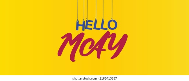 Hello may typography illustration with beautiful background.