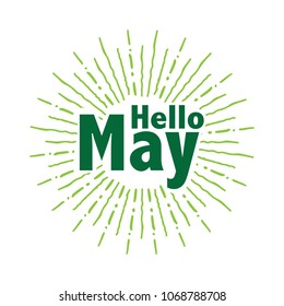 Hello may Vector hand written text message isolated. card, congratulation, greeting. Poster, advertising, banner, placard design template. Hand written font, abc, script, lettering. Ink drawing.
