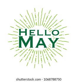 Hello may Vector hand written text message isolated. card, congratulation, greeting. Poster, advertising, banner, placard design template. Hand written font, abc, script, lettering. Ink drawing.