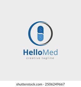 Hello med, hello doctor logo icon for medicine or medical consultation, calling doctor from home.