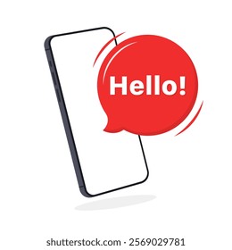 Hello message bubble icon. Phone icon. Flat style. Vector icon.