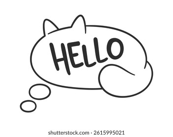 Hello message lazy kitten frame