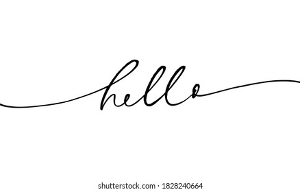 Hello modern brush vector calligraphy. Hand drawn brush style quote. Welcome lettering sign. Lettering for banner, poster and sticker concept with text Hello. Icon message isolated on white background