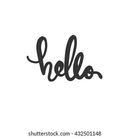 Hello. Modern calligraphic style. Hand lettering and custom typography for your designs: t-shirts, bags, for posters, invitations, cards, etc.