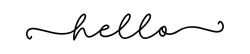 HELLO. Modern calligraphy quote line script word hello. Hand drawn modern cursive font text - hello. Vector illustration message - hi, welcome. Lettering typography poster, vector design logo.