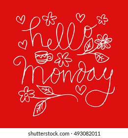 Hello Monday poster. Typographic design