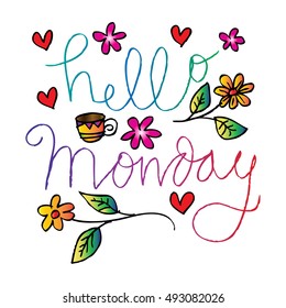Hello Monday poster. Typographic design
