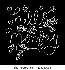 Hello Monday poster. Typographic design