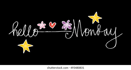 Hello Monday poster. Typographic design