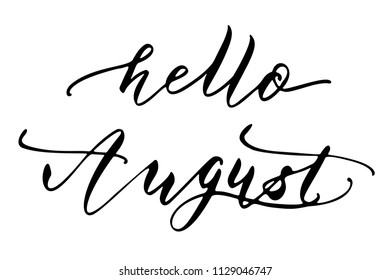Hello month, hand drawn brush calligraphy isolated on white. Vector illustration for design calendar 2018, greeting card, planner, organizer, invitation.Handwritten names of months. Lettering design.