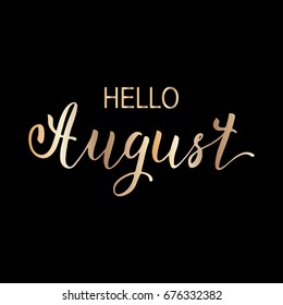 Hello month, hand drawn brush calligraphy isolated on white. Vector illustration for design calendar 2018, greeting card, planner, organizer, invitation.Handwritten names of months. Lettering design.