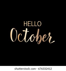 Hello month, hand drawn brush calligraphy isolated on white. Vector illustration for design calendar 2018, greeting card, planner, organizer, invitation.Handwritten names of months. Lettering design.