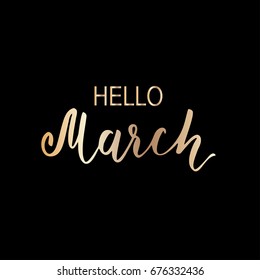 Hello month, hand drawn brush calligraphy isolated on white. Vector illustration for design calendar 2018, greeting card, planner, organizer, invitation.Handwritten names of months. Lettering design.