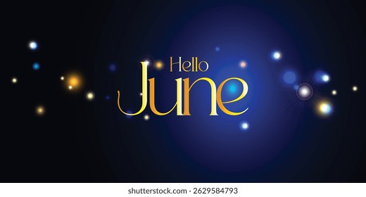 Hello month, June typographic design for, web, mobile app, poster, banner, flyer  Greeting Card, background.