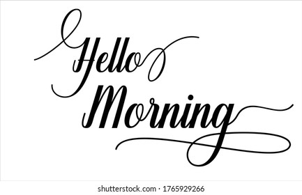 Buenos días creativo texto tipográfico cursivo sobre fondo blanco