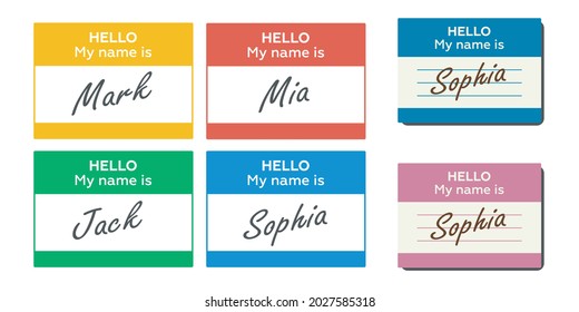 Hello my name is card, Label sticker, introduce badge welcome