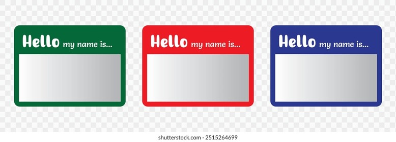 Hello my name cards set. vector hello my name is stickers. EPS 10.