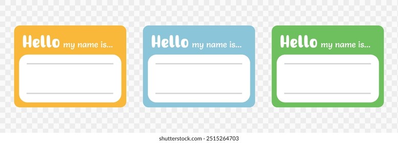 Hola mi juego de tarjetas de nombre. Vector hola mi nombre es pegatinas. EPS 10.