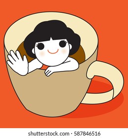 Hello My Name Is Coffee Concept Card Character illustration