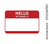 Hello, my name is introduction red flat vector label for print