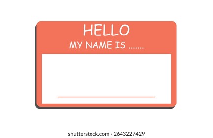 Hello, my name is introduction red flat vector label for print . Vector Illustration . EPS 10 . 