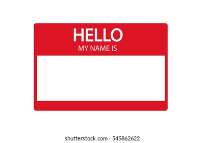 Hello, my name is introduction red flat label