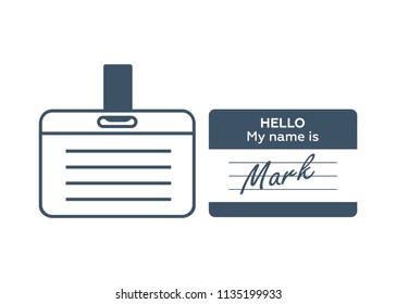 Hello My Name Is... Introduction cards, vintage labels and badges set