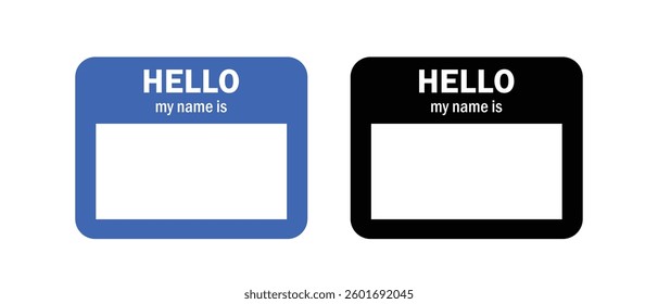 Hello, my name is. Name label sticker vector icon set illustration isolated on white background.