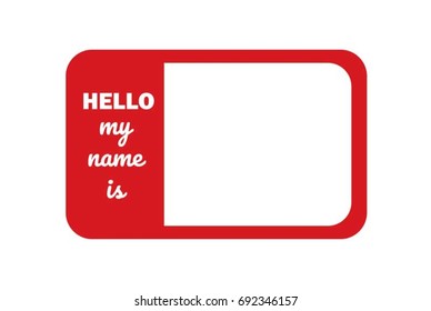 ''Hello my name is'' Red Vector Label Sticker