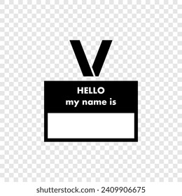 Hola, Me Llamo. Etiqueta de nombre. icono de línea de tarjeta de identificación, icono de vector de placa de oficina.