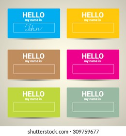 Hello My Name Is... Name Tag Set. Vector  Business card set