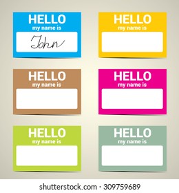 Hello My Name Is... Name Tag Set. Vector  Business Card Set
