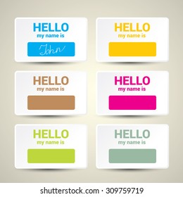 Hello My Name Is... Name Tag Set. Vector  Business card set