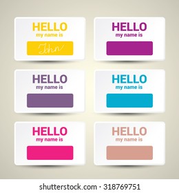 Hello My Name Name Tag Set Stock Vector (Royalty Free) 309759719 ...