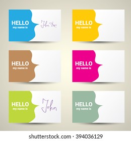 Hello My Name Is. Name Tag Set. Vector Business card set