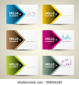 Hello My Name Is. Name Tag Set. Vector Business card set