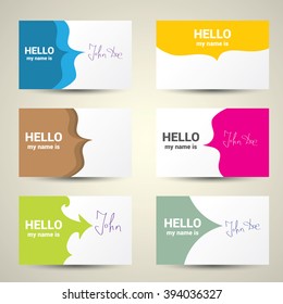 Hello My Name Is. Name Tag Set. Vector Business card set