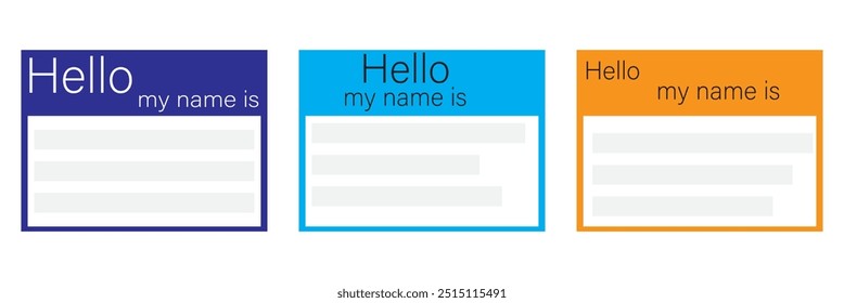 'Hello My Name Is' vector name tag card collection . Name card sticker set icon vector.