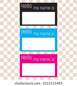 'Hello My Name Is' vector name tag card collection . Name card sticker set icon vector.