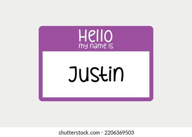 "Hello my name is Justin" - Hello my name is sticker. Eps 10 vector