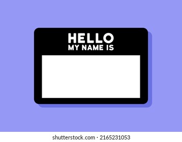 Hello My Name Is Label Sticker. Nametag With Empty Space For Your Name. Vector Line Icon For Business And Advertising.