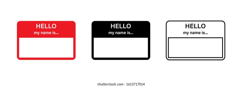 Hello my name is red vector sticker. Blank name tag. Sticker design.  Red name tag. EPS 10