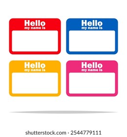 Hello my name is sticker labels vector isolated illustration