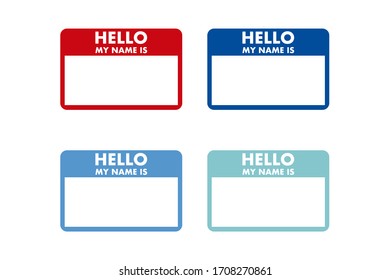 Hello My Name Is Sticker Tag Vector Card