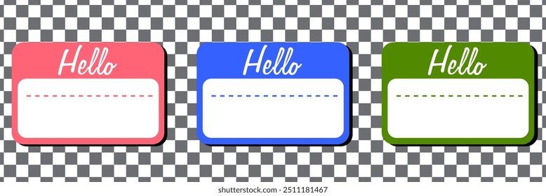 Hello my name is , name tag icon set of 3 